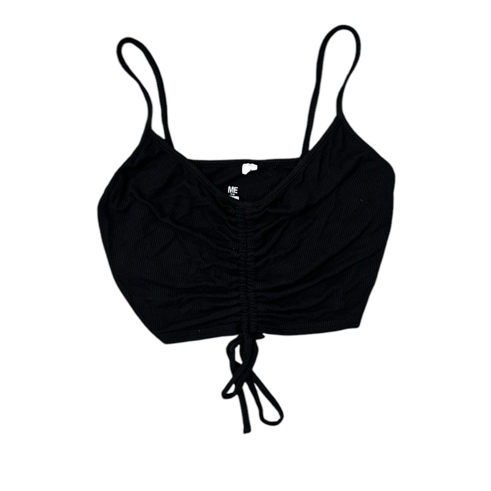 ME‎ Black Ruched Tie Crop Top